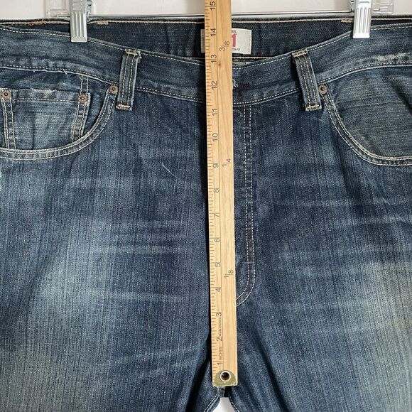 Levis 501 Men’s Jeans 40x30 Blue Button Fly Distressed Straight Leg Relaxed - Picture 7 of 8